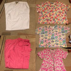 SCRUBS 5 piece set. 2 scrub pants & 3 Scrub Shirts